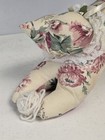 Vintage Fabric Cat Playing With Ball Yarn Stuffed Plush Pink Floral Lace Collar 