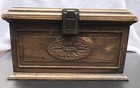 Vtg 60s Lerner Brown Shabby Plastic Sewing Box Chest Thread Bobbin Storage