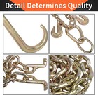 3 8  X 2 Ft G70 V Tow Chain W  15  Shank J Hook For Truck Trailer Towing
