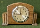Small Antique Art Deco Oak Wind Up Mantle Clock 1940s Repairs Needed