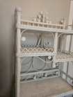 Antique White Wicker Etagere Shelf Victorian Cabriole Legs Ornate Scroll Work