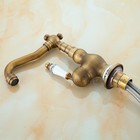 Antique Brass Bathroom Faucet Single Handle Sink Mixe Vintage Ceramic Floral Tap