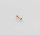Natural 0 05ct Emerald Tragus Helix Nose Screw Stud Piercing Pin 14k Yellow Gold