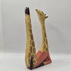 Vintage Wooden Folk Art Sitting Working Out Stretching Giraffe Signed 7 5  H