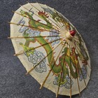 Vintage Asian Dragon Paper Parasol Umbrella Hand Painted Bamboo 18    Decor  flaw 