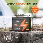 Litime 12v 100ah Group 24 Lifepo4 Lithium Battery Bms 1280wh For Rv Solar Marine