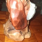 Vtg Wood Style Basset Hound Dog Figurine Sculpture Coin Bank Brown Tan White