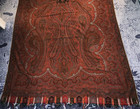 Antique  1800s  Wool  Paisley  Coverlet  Or  Very Large Shawl   56  By 120 