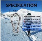 Spring Snap Hooks  304 Stainless Steel Metal Clip Heavy Duty Rope Small M4 X4