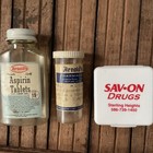 Vtg Drug Store  3  - Sav-on Drugs Pill Box   Arnold   s Aspirin   Medicine Bottle