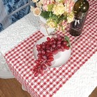Pink White Check Plaid Table Runner Gingham Tablecloth For Birthday Red white