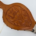 Vintage Style Hand Carved Wood Fireplace Bellows Floral Scrollwork Brass Nozzle