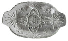 Cut Glass Oval Divided Relish Dish Vintage Clear Star Pattern   Two Handles Lot4