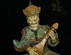27 Cm China Ancient Statue Tang Sancai Porcelain Male Musician Statue Pottery