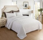 2piece White L Embossed Quilted Bedspreads Set Twin Size Reversible Coverlets