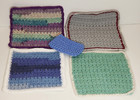 Set Of 4 Hand Crocheted Cotton Dish Cloths    1 Crocheted Scrubber