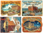 Vintage Hotel Luggage Stickers  4 Retro Labels On 1 Cut   Peel Sheet  1431