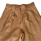 Vintage 80   s Leather Pleated Trousers Womens 8 Tan Betty Hanson Tapered Hi Rise