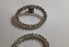 Vintage Rhinestone Oval Shoe Clips Silver Tone Sparkly Costume Accessory 2 12 