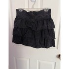 Vintage Metropark Tiered Mini Skirt M Black Cotton Zip Up High Waisted Usa Made