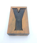 Antique Letterpress Wood Type Letter Y Wooden Printing Block