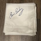 Elvis Presley White Authentic Concert Scarf 34   x34 5    Messaged By Bob Foley