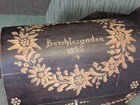 Pre Wwii Vintage German Berchtesgaden 1935 Wooden Lock Box   Key 1930s Edelweiss