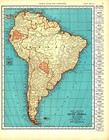 Venezuela - South America Antique Original Map 1936