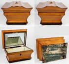 Antique C 1820s French Palais Royal Sewing  Jewelry Box  Lemonwood  Missing Tool