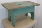 Vintage Rustic Primitive Shabby Originl Green Painted Wood Farm Step Stool Charm