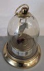 Vintage Bird In Domed Brass   Glass Cage  Thermometer  3 25  Art