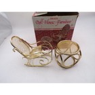 Vintage Brass Dollhouse Furniture Rocking Chair And Table Set Gold Mesh Miniatur