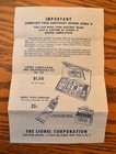 Lionel Postwar  2025-5 2-52 Steam Engine Instructions Ex