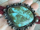 Vtg Southwestern Sterling Silver Turquoise Bolo Tie Ornate Bezel Burgundy Cord