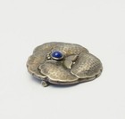 Antique Art Nouveau Pansy Flower Sterling Silver Lapis Brooch Pin