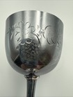 Vintage Silver Plated Cordial Stem Cup Hand Etched Sakura Cherry Blossom Goblet