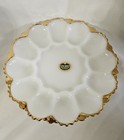 Vintage Nos Anchor Hocking Milk Glass Deviled Egg Oyster Server New With Label