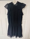 1 state Black Chiffon Ruffle V-neck Flutter Sleeve Romper Women   s Xs