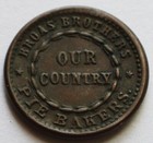 1863 United We Stand Broas Brothers Pie Bakers Civil War Store Card Token Xf