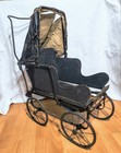 Antique Victorian Folding Doll Carriage Buggy Wire Wheels Iron Frame C 1890s