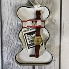 Vintage Gold-tone Disney Time Works Mickey Mouse Women   s Watch Brown Wristband 