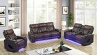 New Led Power Recliner 3pc Sofa Loveseat Chair Brown Set Bluetooth Speaker   Usb
