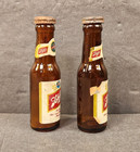 Vintage 4 Inch Schlitz Glass Beer Bottle Salt   Pepper Shakers Mini Bottles