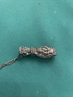 Vintage Glove scarf Holder Clip With Chain Silver Tone