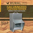 Rural365 50lb Capacity Galvanized Chicken Feeder Weatherproof Coop Dispenser