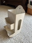 Vintage White Metal Wall-mounted Match Holder dispenser W  Pocket