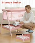 Pink Baby Bassinet   Bedside Sleeper For Infant Girls full Mesh wheels basket