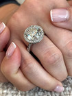 5 00 Ctw Round Real Moissanite Halo Engagement Ring 14k White Gold Plated