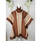 Reyes Os Mexican Jorongo Sarape Poncho Fringe Boho Charro Western Fall Unisex