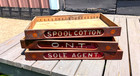 Set Of 3 Antique Ont Spool Cabinet Drawers With Rare Red Glass W Lettering 1880